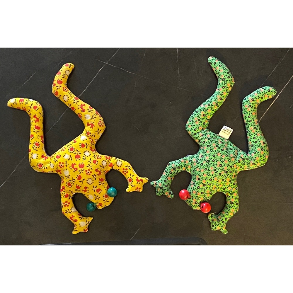 Vintage MCM Frog Bean Bags Handcrafted by Uta Los Angeles Cottage Fabric 2pc